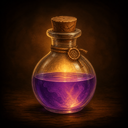 Phial's app icon: a glass vial of layered coloured liquid on a dark, warm background.